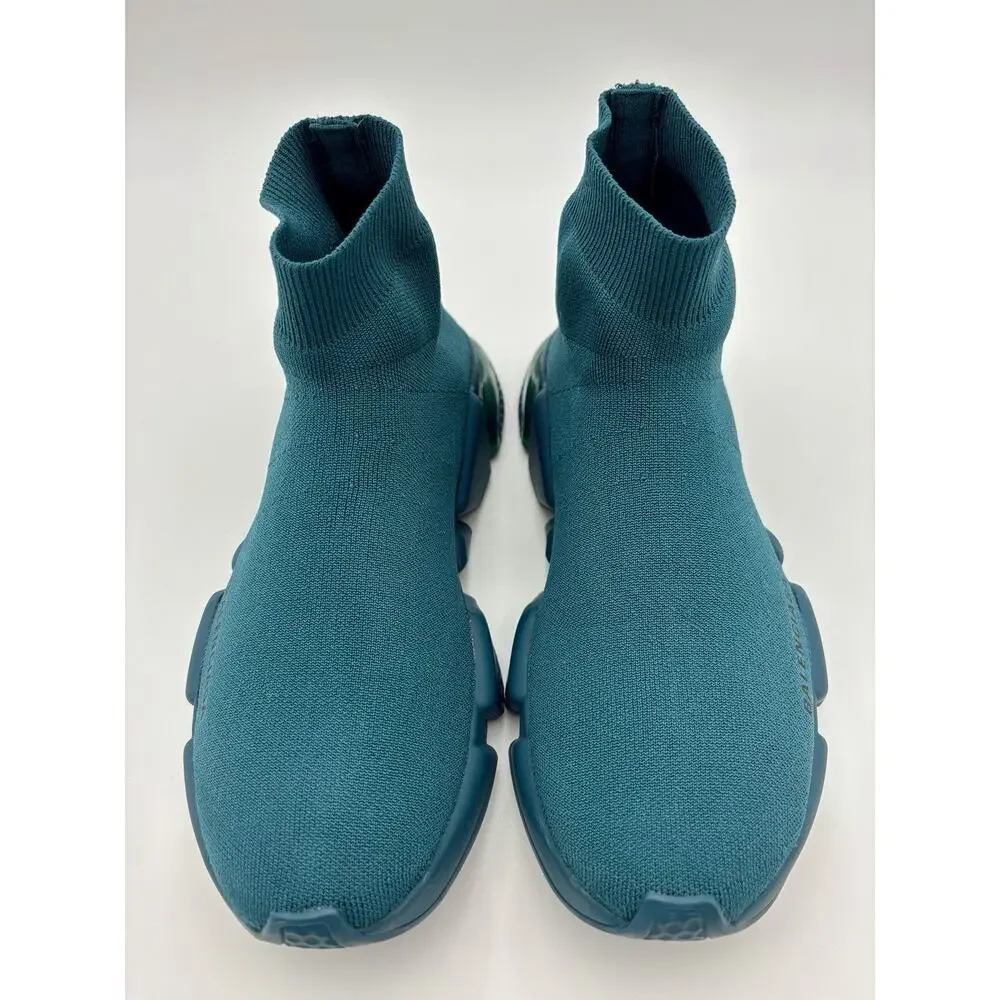 Authentic Balenciaga 2.0 Speed Knit Runner Sock Sneakers Teal Blue Size 8